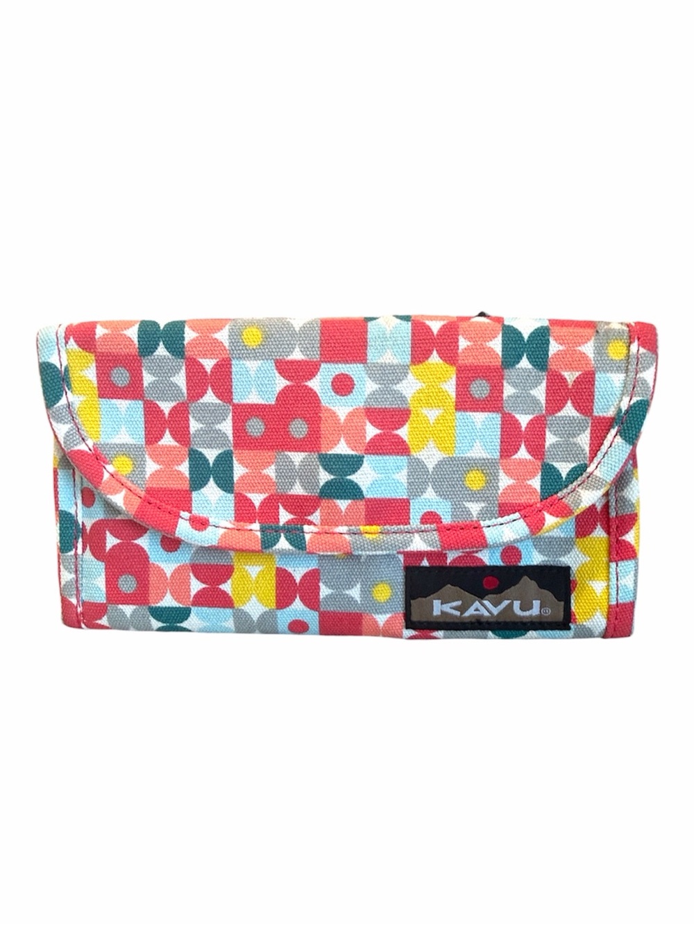 Kavuu Bright Geo Wallet in Red, Yellow, Blue, Gray Tri Fold - NEW